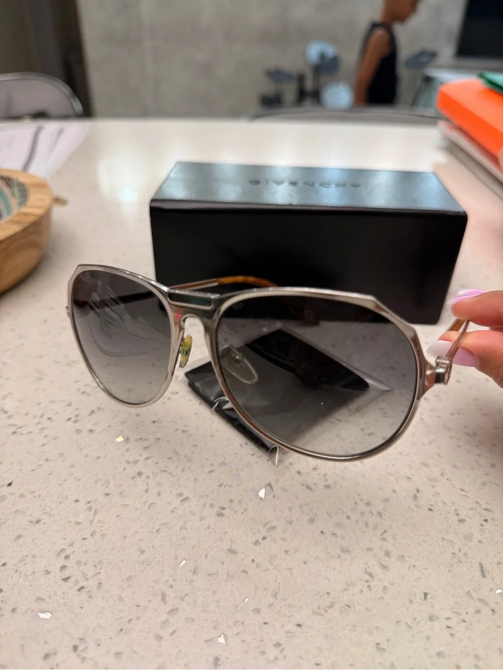 Givenchy Aviator Sunglasses with Dark Lenses